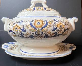 Vintage Floral Covered Tureen with Underplate  National Silver Company