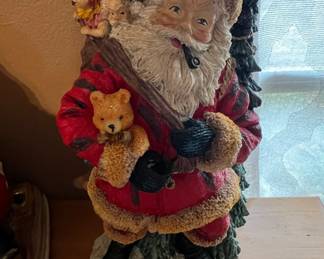 Vintage Ks Collection Santa Claus Figurine with Teddy Bear and Children
