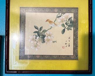Vintage Chinese Gongbi Bird and Flower Painting on Silk