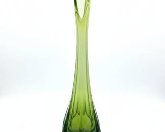 Vintage Viking Glass Green Swung Vase