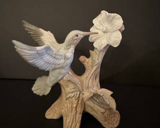 Vintage Otagiri Porcelain Hummingbird Figurine with Flower