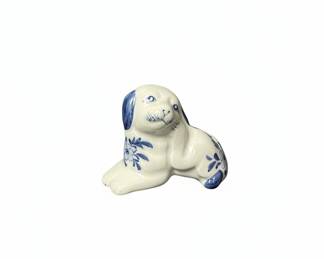 Blue and White Staffordshire Style Dog Figurine