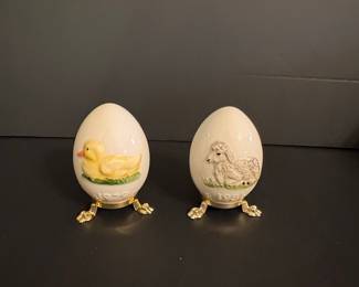 Goebel W. Germany Annual Easter Egg Figurines (Duck 1979, Lamb 1981)