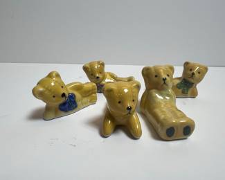 Yumi Katsura Ceramic Teddy Bear Chopstick Holders Set of 5