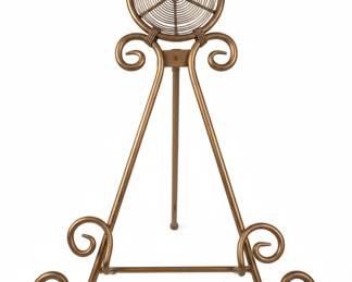 Wrought Iron Easel with Scrollwork and Fan Top