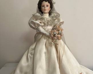 Doll 11: Ashton-Drake Galleries Porcelain Bride Doll "Elizabeth's 1900's Wedding Dress"
