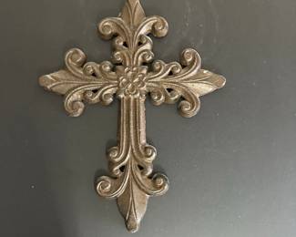 Ornate Cast Iron Fleur de Lis Cross
