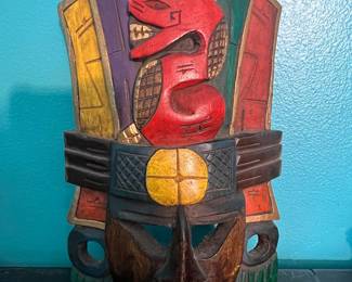 Hand-Carved Wooden Mayan Serpent Mask