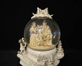 Musical Snow Globe with Caroling Family Nativity Scene