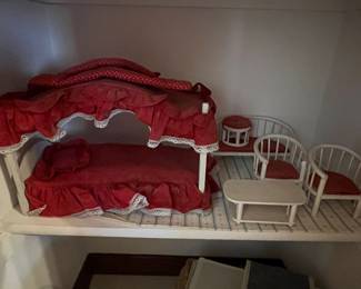 Vintage Doll Furniture Canopy Bed Set