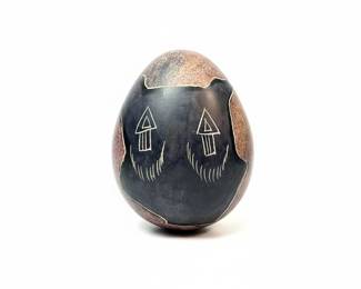 HandCarved Soapstone Egg with African Tribal Figures
