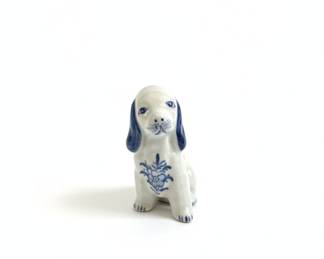 Staffordshire Style Blue and White Dog Figurine