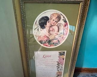 Framed "Love is Patient" Print with Cherub Illustration