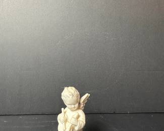 Vintage Bisque Porcelain Angel Figurine Playing a Lute