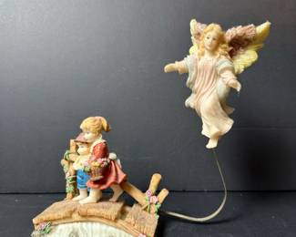 Guardian Angel Watching Over Children on Bridge Figurine