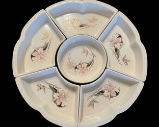 Vintage Lazy Susan Divided Serving Platter with Center Bowl
