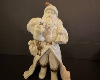White and Gold Ceramic Santa Claus Figurine