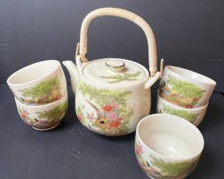 Vintage Otagiri OMC Japan Teapot and Cups with Pheasant and Floral Motif