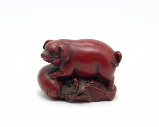 Red Resin Pig Figurine