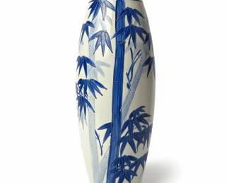 Blue and White Porcelain Vase with Bamboo Motif