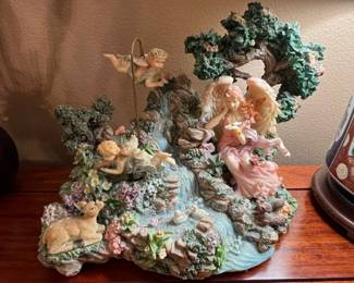 Classic Treasures Musical Angel Figurine with Waterfall and Deer