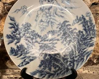 Japanese Arita Ware Blue and White Landscape Plate