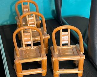 Set of Four Miniature Bamboo Chairs