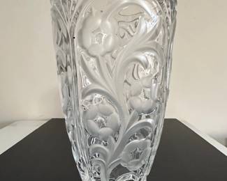 Vintage Mikasa "Tulips" Satin Frosted/Clear Embossed Crystal Vase