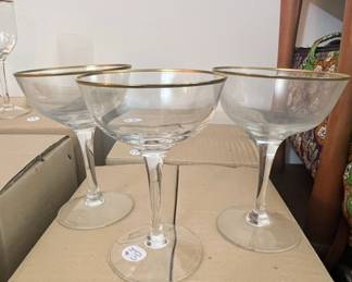 Gold Rimmed Coupe Glasses