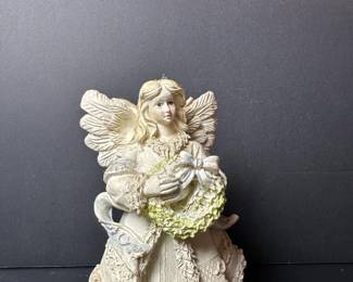 Vintage Ks Collection Angel Figurine Holding Wreath