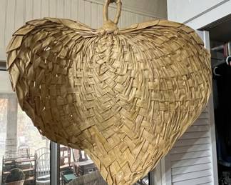 Large Woven Palm Leaf HeartShaped Wall Fan
