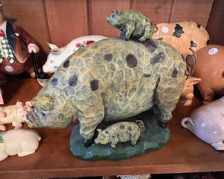 Ceramic Pig Figurine with Piglets