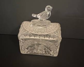 Hofbauer Crystal "The Byrdes Collection" Candy Dish with Bird Finial