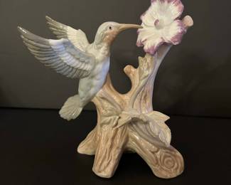 Vintage Otagiri Porcelain Hummingbird Figurine with Flower
