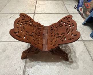 Hand Carved Sheesham Wood Folding Rehal Quran or Book Holder