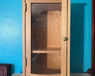 Light Oak Curio Display Cabinet with Glass Door