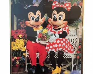 Vintage Mickey and Minnie Mouse Sweethearts Framed Print