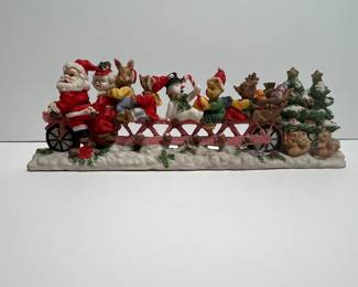 Santa Claus Riding Bicycle with Wagon Figurine
