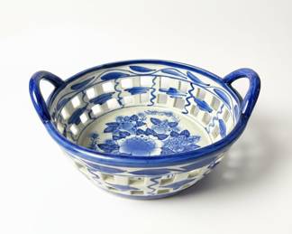 Maitland Smith Porcelain Lattice Basket