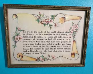 Framed Religious Verse - "O Priest of Jesus Christ"