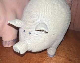 Carved Wooden Pig Figurine