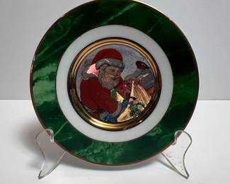 Dufex Art 24k Gold Trim Santa Claus Christmas Plate
