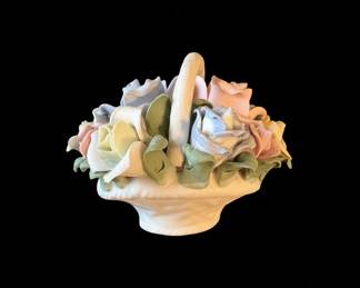 Capodimonte Porcelain Rose Basket Figurine