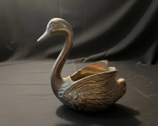 Vintage Brass Swan Planter