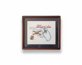 Framed Florida State CrossStitch Art