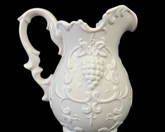 Vintage Napcoware Provincial White Embossed Grapevine Pitcher
