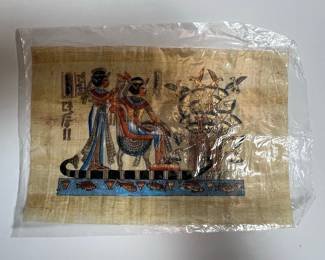 King Tutankhamun and Queen Ankhesenamun Papyrus Painting