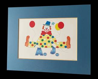 Framed A Clown Art Print with Balloons