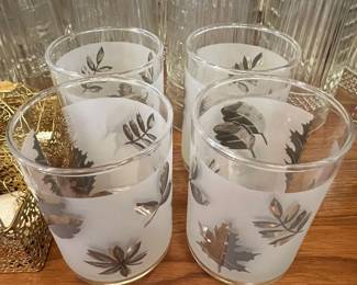 Libbey Silver Foliage Frosted Glass Tumblers