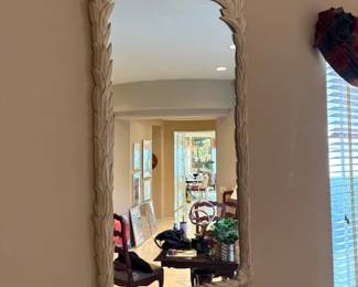 Vintage Lacquered Serge Roche style Palm Frond leaf wall mirror